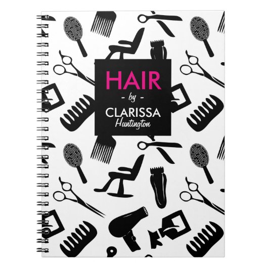 Aangepaste naam voor Chic Hair Stylist Patroon Notitieboek (Voorkant)