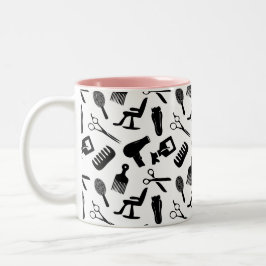 Aangepaste naam voor Chic Hair Stylist Patroon Tweekleurige Koffiemok