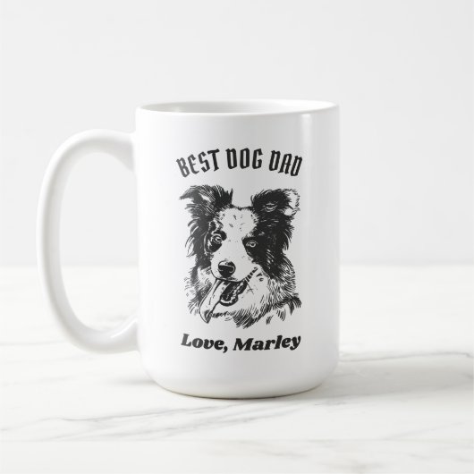 Aangepaste naam voor Collie Dog Dad Border Koffiemok (Links)