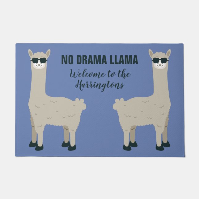 Aangepaste naam voor Cool Llama en kleurdeurmatten Deurmat (Voorkant)