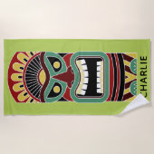 Aangepaste naam voor Cool Tiki & kleurenhanddoek 3 Strandlaken (Voorkant)