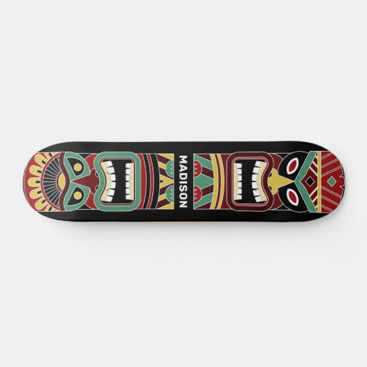 Aangepaste naam voor Cool Tiki Totem Persoonlijk Skateboard (Horizontaal)