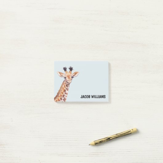 Aangepaste naam voor Cute Baby Giraffe Post-it® Notes (Op bureau)