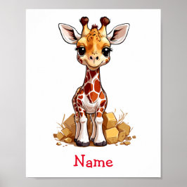 Aangepaste naam voor Cute Baby Giraffe Poster