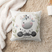 Aangepaste naam voor Cute Baby Zebra Flower Wreate Kussen (Deken)