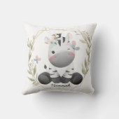Aangepaste naam voor Cute Baby Zebra Flower Wreate Kussen (Achterkant)