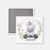 Aangepaste naam voor Cute Baby Zebra Flower Wreate Magneet (Voorkant / Achterkant)
