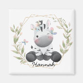 Aangepaste naam voor Cute Baby Zebra Flower Wreate Magneet (Voorkant)