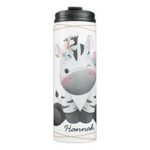 Aangepaste naam voor Cute Baby Zebra Flower Wreate Thermosbeker