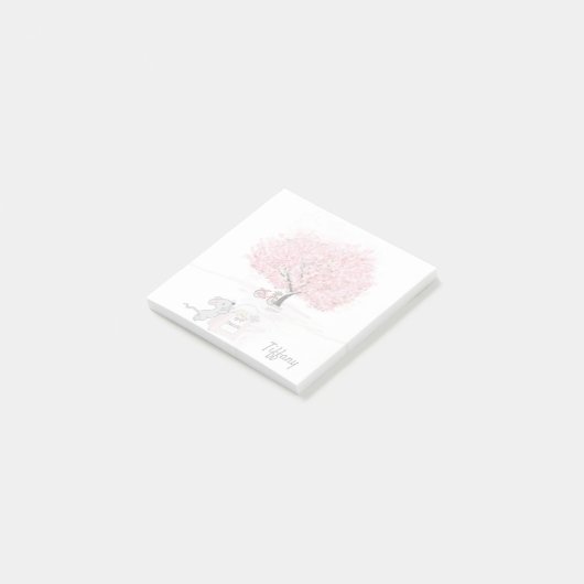 Aangepaste naam voor Cute Mouse roze Post-it® Notes (Schuin)