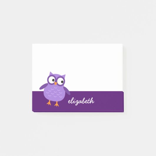Aangepaste naam voor Cute Paarse Owl voor haar A36 Post-it® Notes (Voorkant)