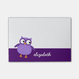 Aangepaste naam voor Cute Paarse Owl voor haar A36 Post-it® Notes