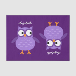 Aangepaste naam voor Cute Paarse Owl voor haar A39 Tissuepapier