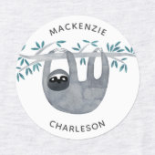 Aangepaste naam voor Cute Sloth Labels (Design 1)