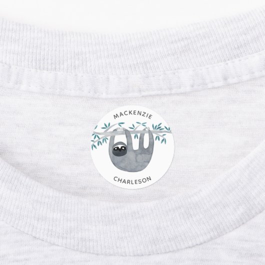 Aangepaste naam voor Cute Sloth Labels (Aangebracht)