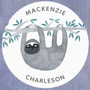 Aangepaste naam voor Cute Sloth Labels
