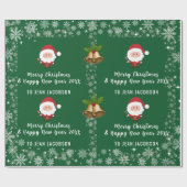 Aangepaste naam voor de klare kerstman moderne scr cadeaupapier (Vlak)