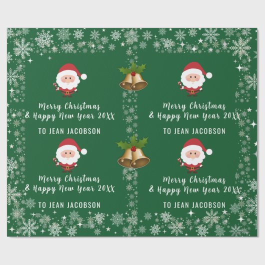 Aangepaste naam voor de klare kerstman moderne scr cadeaupapier (Vlak)