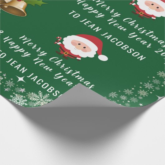 Aangepaste naam voor de klare kerstman moderne scr cadeaupapier (Hoek)