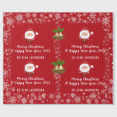 Aangepaste naam voor de klare kerstman moderne scr cadeaupapier (Vlak)