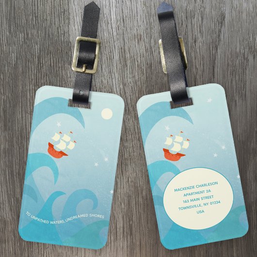 Aangepaste naam voor de Nautical Sailing Quote Boa Bagagelabel