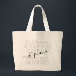 Aangepaste naam voor gepersonaliseerde meisjes Wee Grote Tote Bag<br><div class="desc">De grote Gepersonaliseerde Canvas tas van het Weekend van de Naam van Meisjes van de Aangepaste Aanpassing met editable teksten en de formuleringen voor uw datum, bestemming of plaats, naam, en leuk citaat zoals "besties, knopen, en dranken" maakt een leuk en nuttig belang voor uw vriendinnen, bessen, vrouwen en moeders...</div>