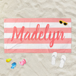 Aangepaste naam voor gestripte koraal strandlaken