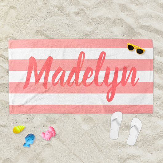 Aangepaste naam voor gestripte koraal strandlaken