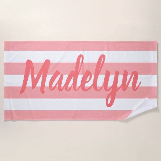 Aangepaste naam voor gestripte koraal strandlaken (Voorkant)