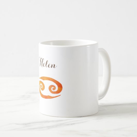 Aangepaste naam voor Gold Cancer Zodiab Sign Koffiemok (Voorkant rechts)