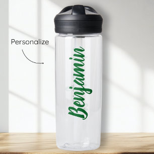 Aangepaste naam voor groen script waterfles