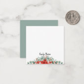 Aangepaste naam voor groene en rode kerstfeestdag notitiekaartje (Voorkant / Achterkant in situ)