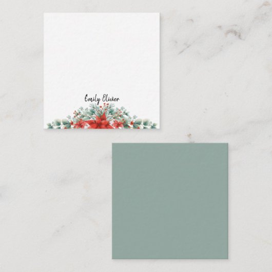 Aangepaste naam voor groene en rode kerstfeestdag notitiekaartje (Voorkant / Achterkant)