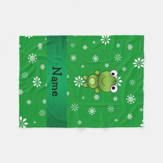 Aangepaste naam voor groene sneeuwvlokken fleece deken (Voorkant (Horizontaal))