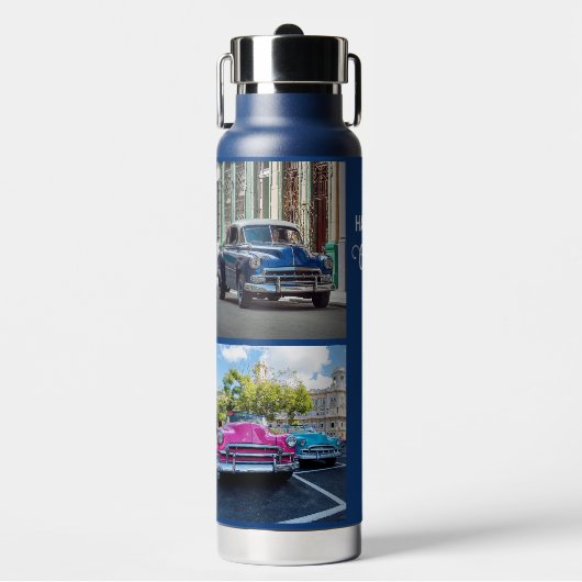 Aangepaste naam voor Havana CUBA Cars Waterfles (Voorkant)