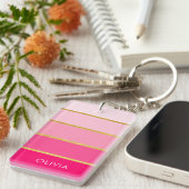 Aangepaste naam voor helder roze en goud sleutelhanger (Voorkant Rechts)