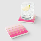 Aangepaste naam voor helder roze en goud stenen onderzetter (Zijkant)