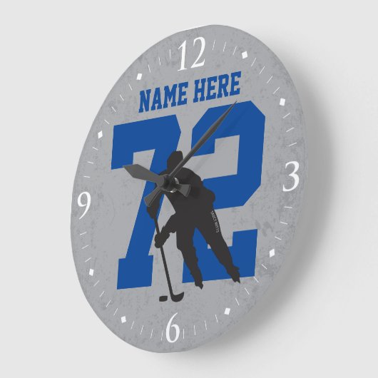 Aangepaste naam voor Hockey Player Blue Grey Grote Klok (Hoek)