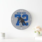 Aangepaste naam voor Hockey Player Blue Grey Grote Klok (Huis)