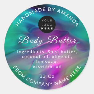 Aangepaste naam voor hoofdtekst Butter Logo Abstra Ronde Sticker
