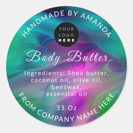 Aangepaste naam voor hoofdtekst Butter Logo Abstra Ronde Sticker (Voorkant)