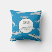 Aangepaste naam voor Jet Airplane Patroon Kussen (Voorkant)