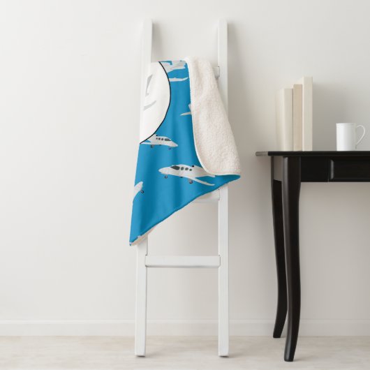 Aangepaste naam voor Jet Airplane Patroon Sherpa Deken (In situ)