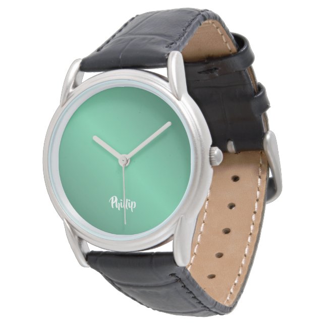 Aangepaste naam voor kalkturquoise horloge (Gekanteld)