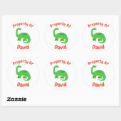 Aangepaste naam voor kinderen Diplodocus Dinosaur Ronde Sticker (Vel)