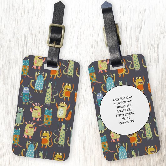 Aangepaste naam voor kleine monsters bagagelabel