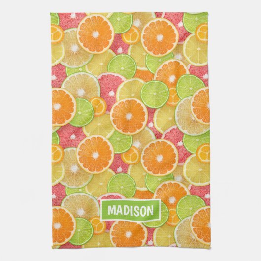 Aangepaste naam voor kleurrijke Citrus Theedoek (Verticaal)