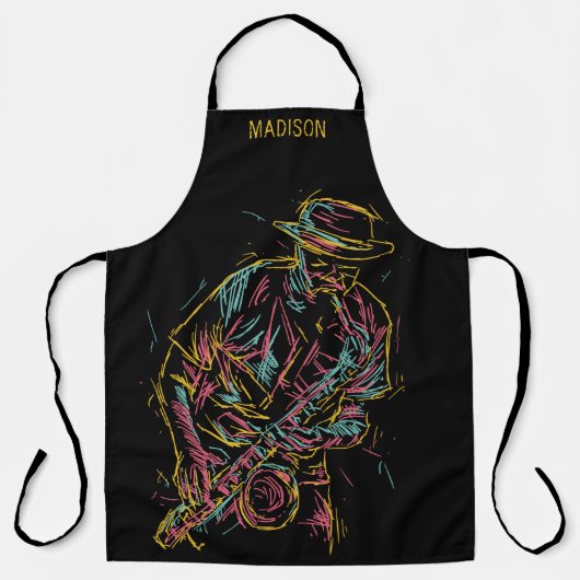 Aangepaste naam voor kleurrijke Jazz Player-platfo Schort (Voorkant)