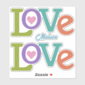 Aangepaste naam voor kleurrijke liefde sticker (Vel)