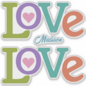 Aangepaste naam voor kleurrijke liefde sticker (Voorkant)